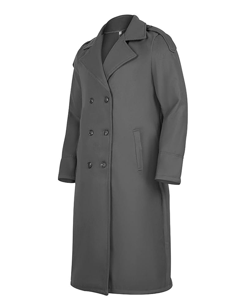 RINTONIX Men's Oversized Notched Long Faux Wool Blend Trench